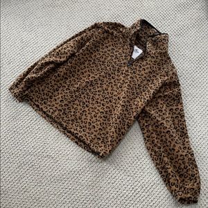 Oversized Hollister cheetah half zip sweatshirt